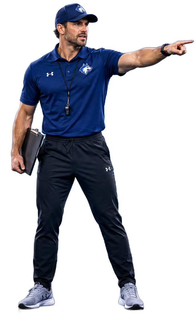 Coach directing players from the sideline
